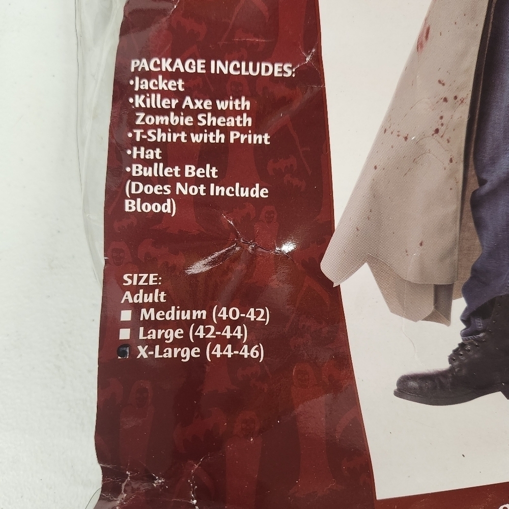 California Costume Zombie Hunter size adult XL 6 pieces jacket, ax, bullet belt - Picture 3 of 10